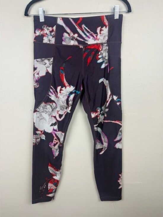 Athleta Pants - Athleta Women's Floral Print Chaturanga Cropped Capri Leggings Size M #305922